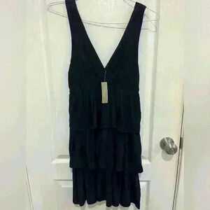 NWT J Crew Women's Navy New  Tiered Dress SZ Small Ruffle